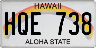 HI license plate HQE738