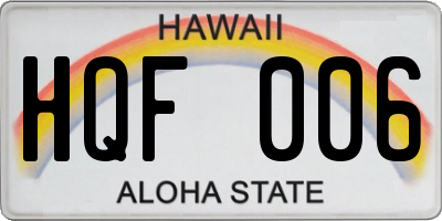 HI license plate HQF006