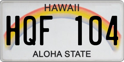 HI license plate HQF104