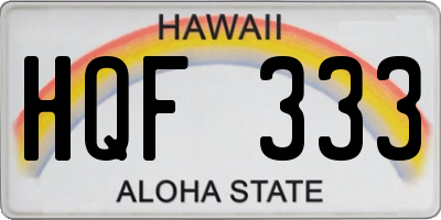 HI license plate HQF333