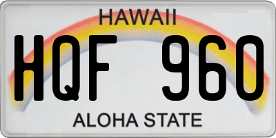 HI license plate HQF960
