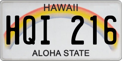 HI license plate HQI216