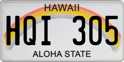 HI license plate HQI305