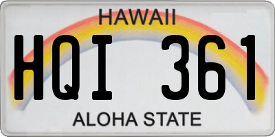 HI license plate HQI361
