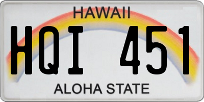 HI license plate HQI451