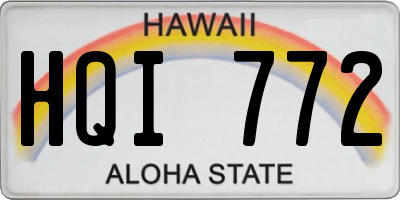 HI license plate HQI772