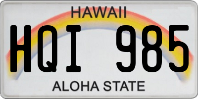 HI license plate HQI985