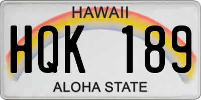 HI license plate HQK189