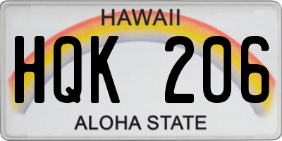 HI license plate HQK206