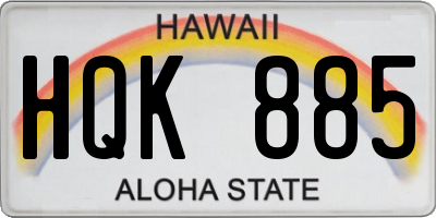 HI license plate HQK885