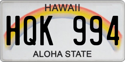 HI license plate HQK994