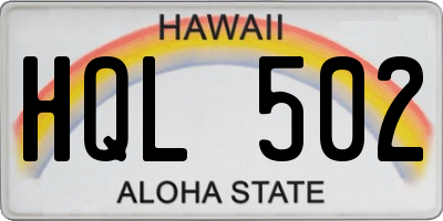 HI license plate HQL502