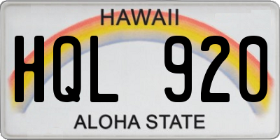 HI license plate HQL920