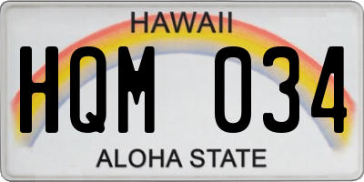 HI license plate HQM034