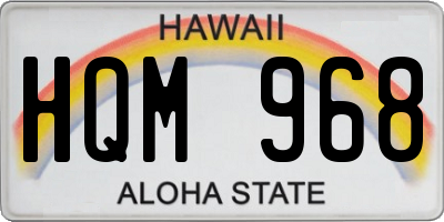 HI license plate HQM968