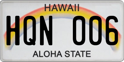 HI license plate HQN006