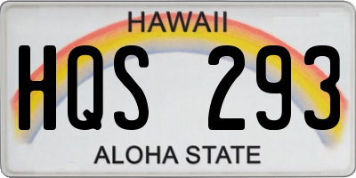HI license plate HQS293