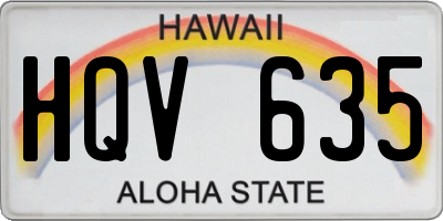HI license plate HQV635
