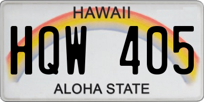 HI license plate HQW405