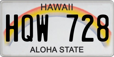 HI license plate HQW728