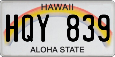 HI license plate HQY839