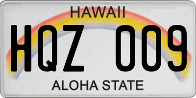 HI license plate HQZ009