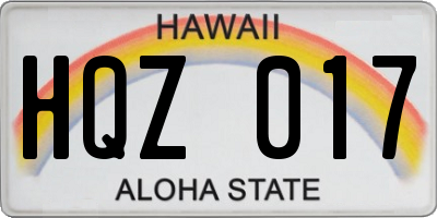 HI license plate HQZ017