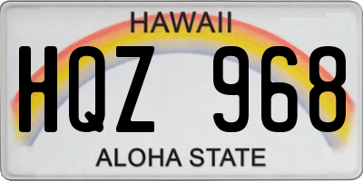 HI license plate HQZ968