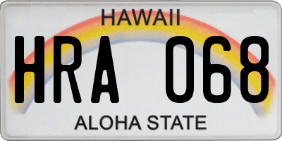 HI license plate HRA068