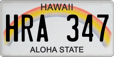 HI license plate HRA347