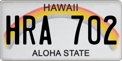 HI license plate HRA702