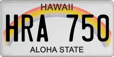 HI license plate HRA750