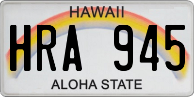HI license plate HRA945