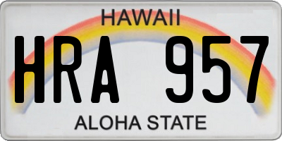 HI license plate HRA957