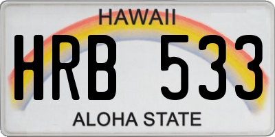 HI license plate HRB533