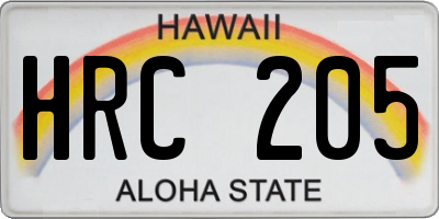 HI license plate HRC205