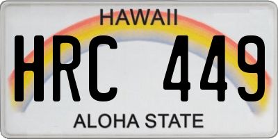 HI license plate HRC449