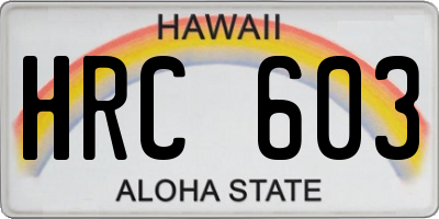 HI license plate HRC603