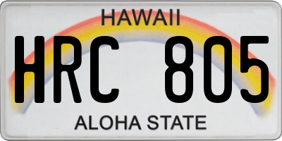 HI license plate HRC805