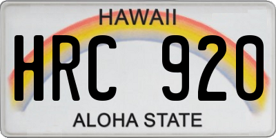 HI license plate HRC920