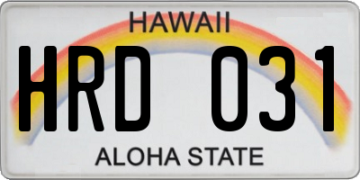 HI license plate HRD031