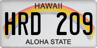 HI license plate HRD209