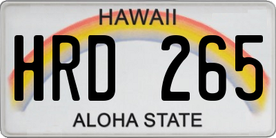 HI license plate HRD265