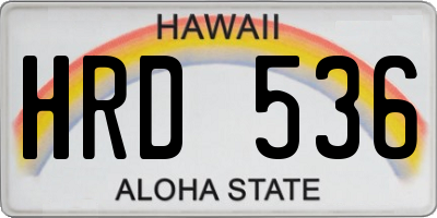 HI license plate HRD536