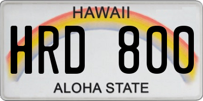 HI license plate HRD800