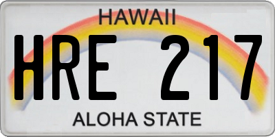 HI license plate HRE217
