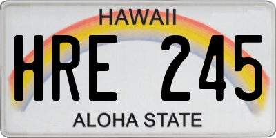HI license plate HRE245