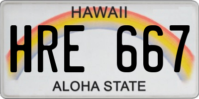 HI license plate HRE667
