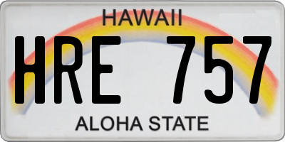 HI license plate HRE757