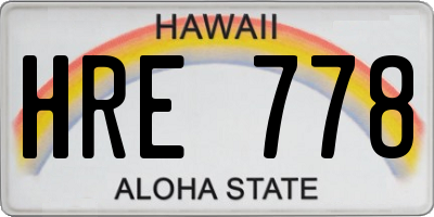 HI license plate HRE778